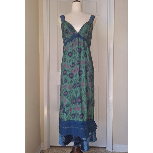 Anthropologie Velvet Trimmed Slip Midi Dress - Picture 5 of 14